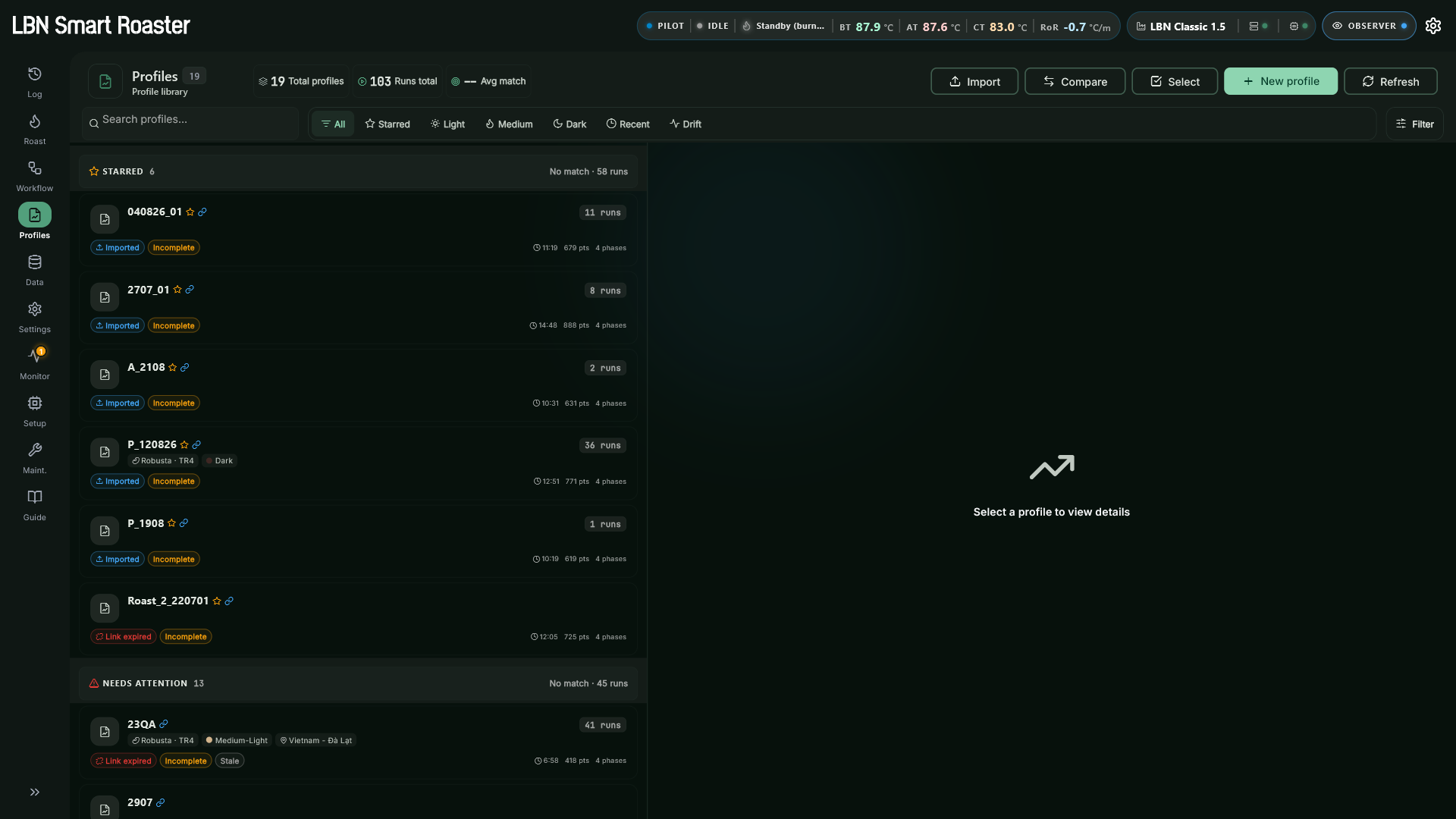 Màn hình Profiles